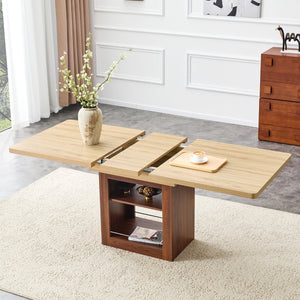 English Elm An Extendable Mdf Dining Table with Open Shelf Storage Seats up to Eight Walnut,Wood W1151S04624