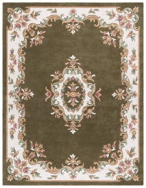 Safavieh Aubusson Hand Tufted Area Rug In Grey And Ivory - Timeless Elegance For Any Home Décor Style Olive ,Ivory 80% Wool,20% Cotton Aub301x-8