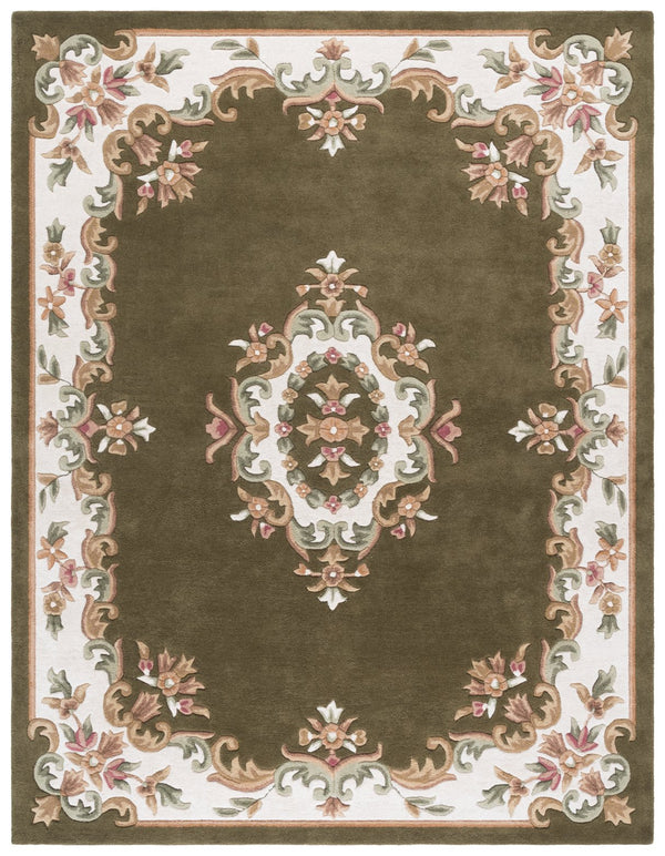 Safavieh Aubusson Hand Tufted Area Rug In Grey And Ivory - Timeless Elegance For Any Home Décor Style Olive ,Ivory 80% Wool,20% Cotton Aub301x-8