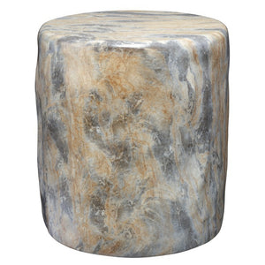 Jamie Young Co. Cedar Concrete Accent Table with Travertine Marble Finish for Indoor Outdoor Living 20CEDA-STGR