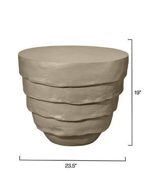 Concentric Artisan Fiberglass Side Table Organic Shape Indoor Outdoor Neutral Decor