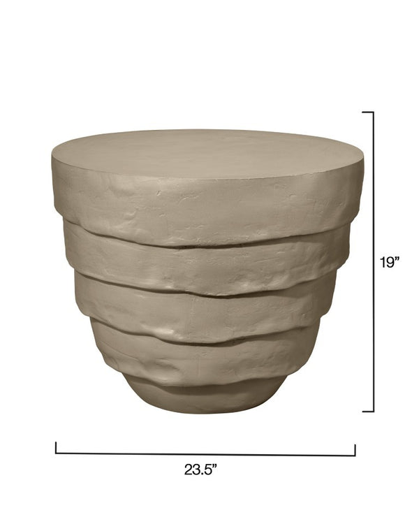Concentric Artisan Fiberglass Side Table Organic Shape Indoor Outdoor Neutral Decor