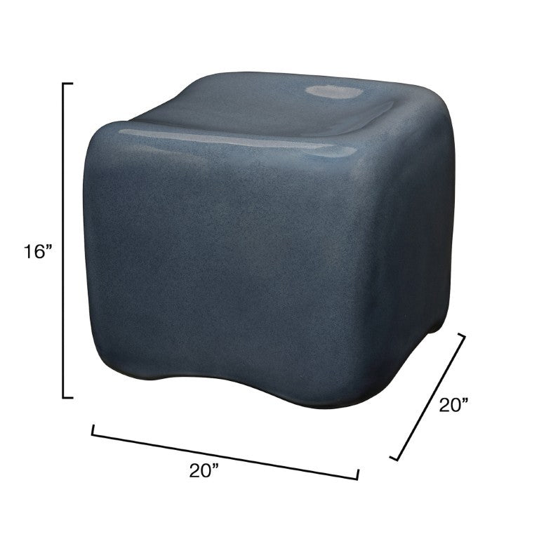 Jamie Young Co. Cushion Artisan Glass Fiber Concrete Accent Stool Scooped Seat Indoor Outdoor Use 20CUSH-STLNA