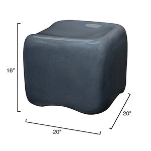 Cushion Artisan Glass Fiber Concrete Accent Stool Scooped Seat Indoor Outdoor Use