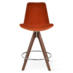 Soho Concept Eiffel Pyramid Barstools & Counterstools - Stylish Wood Swivel Stools In Boucle, Velvet, Nubuck Fabrics Walnut,Orange  Soho-concept-dining-chair-10156