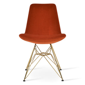 Soho Concept Eiffel Tower Chair - Stylish Dining Chair In Vibrant Fabrics With 10-year Guarantee - Modern Elegance Gold,Orange  Soho-concept-dining-chair-00014
