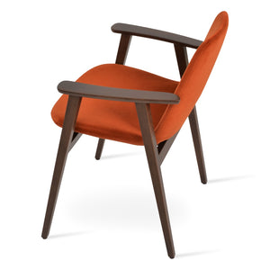 Soho Concept Eiffel Guest Chair With Armrest - Durable Upholstery Options, Elegant Walnut Finish, 10-year Guarantee Walnut,Orange  Soho-concept-dining-chair-00004