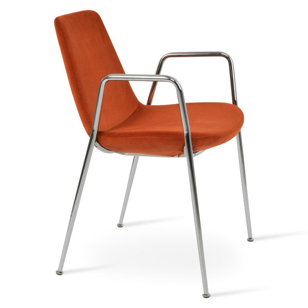 Soho Concept Eiffel Classy Armrest Dining Chair - Stylish Chrome Base, Soft Boucle & Velvet Options, 10-year Guarantee Chrome,Orange  Soho-concept-dining-chair-00002