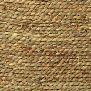 Harbor Hand-woven Seagrass Round Coffee Table with Tempered Glass Top for Living Room