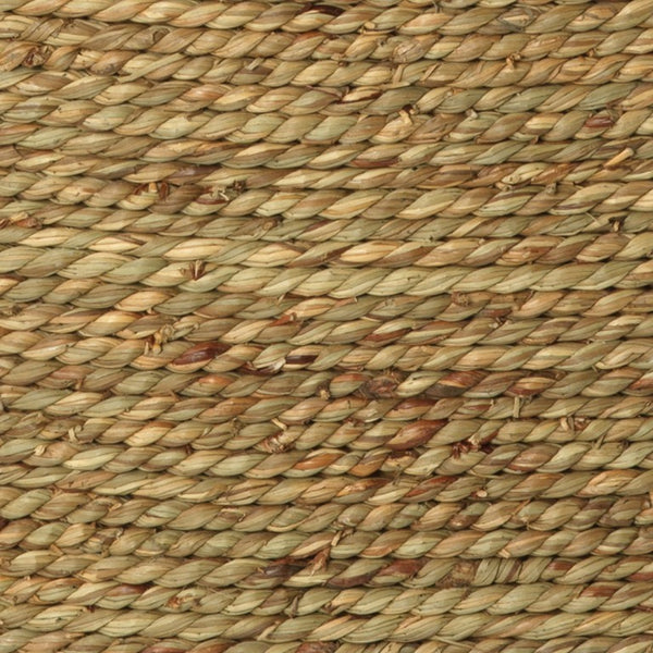 Harbor Hand-woven Seagrass Round Coffee Table with Tempered Glass Top for Living Room
