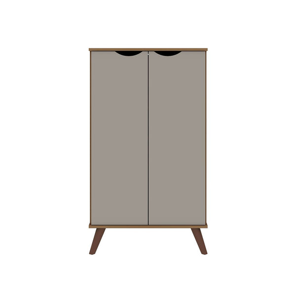 Manhattan Comfort Hampton Mid-Century Modern Shoe Closet Off White and Maple Cream 20PMC11