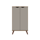 Manhattan Comfort Hampton Mid-Century Modern Shoe Closet Off White and Maple Cream 20PMC11