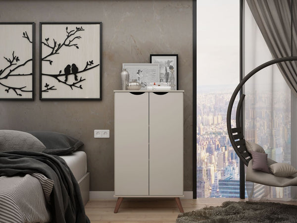 Manhattan Comfort Hampton Mid-Century Modern Shoe Closet Off White 20PMC6