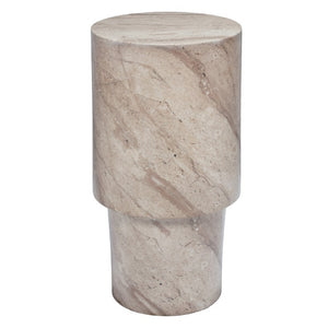 Jamie Young Co. St. Germain Handcrafted Concrete Drinks Table with Travertine Marble Finish Indoor Outdoor 20STGE-DTLBE