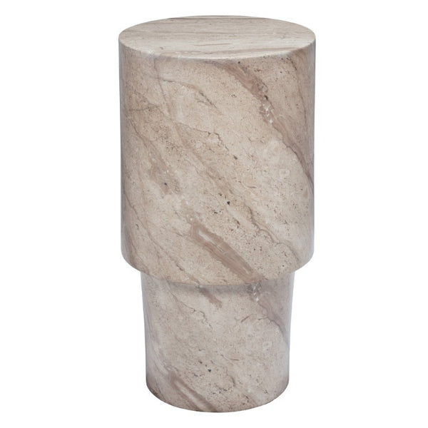 Jamie Young Co. St. Germain Handcrafted Concrete Drinks Table with Travertine Marble Finish Indoor Outdoor 20STGE-DTLBE