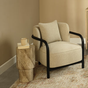 St. Germain Handcrafted Concrete Drinks Table with Travertine Marble Finish Indoor Outdoor