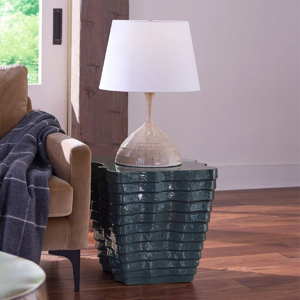 Strata Sculptural Concrete Side Table Indoor Outdoor Waterfall Layered Design Accent