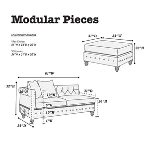English Elm Dark Coffee Modular 4-Piece Leatherette Sectional Set With Reversible Loveseats & Tufted Ottoman B011S01327