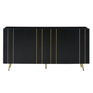 English Elm ON-TREND Luxurious Modern Shoe Cabinet with Gold Accents and 4 Adjustable Shelves for Versatile Storage Black N721P191139B