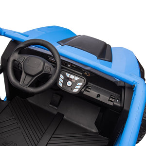 English Elm 24v Two Seater Kids Utv with Parental Remote Dual Motors Four Wheel Suspension Led Blue W1578P198432