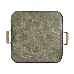 English Elm 28.7x3.9x24.4" Fabius Iron Tray with Handle – Heavy-Duty Square Serving Tray, Durable Iron Build for Stable Display and Entertaining (36x30x5) W2078P391148