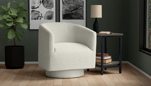 English Elm Wallace & Bay - White Swivel Accent Chair – Lunar White Fabric Contemporary Swivel Seat, Easy-Care Stylish Comfort B361P384446