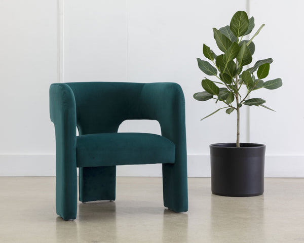 Sunpan Isidore Lounge Chair - Contemporary Comfort with Curved Backrest and Chic Boucle Fabric Design Meg Teal