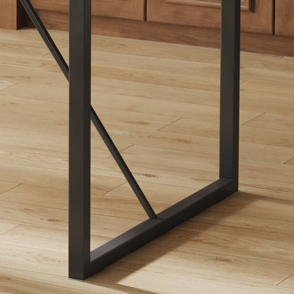 English Elm Table Set With 4 Upholstered Dark Grey Chairs – Modern Medieval Rustic Style For Dining Comfort W1151S04210-GIGA