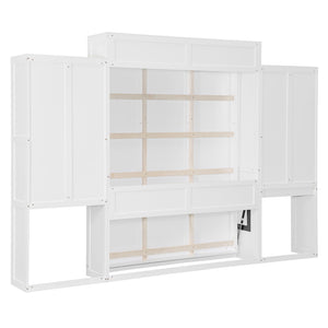 English Elm Queen Size Murphy Bed With Integrated Desk, Vanity & Storage Cabinets For Versatile Living Spaces N820S10057K-GIGA