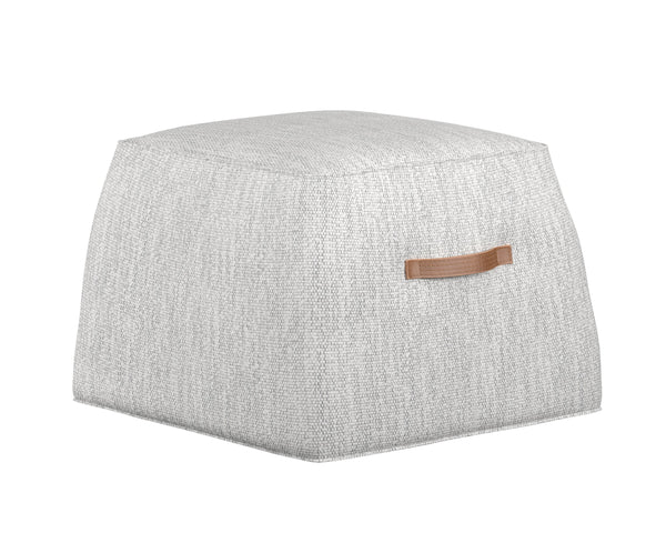 Sunpan Aspen Ottoman - Stylish Faux Leather Cube with Decorative Handle for Modern Spaces, 21" Square Merino Cotton
