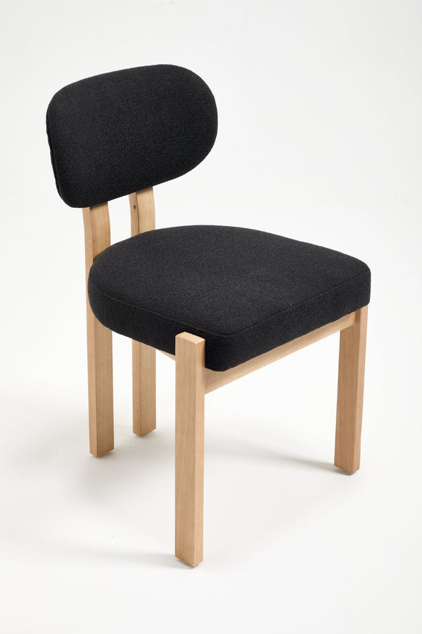 English Elm Wooden Wingback Dining Chairs Chenille Upholstered Set for Farmhouse Kitchen Black W3244P457877