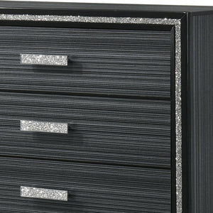English Elm Haiden Weathered Black Finish Dresser with Six Spacious Drawers, Silver Trim Accent and Durable Craftsmanship Black 49 L x 20 W x 39 H B2726P261899