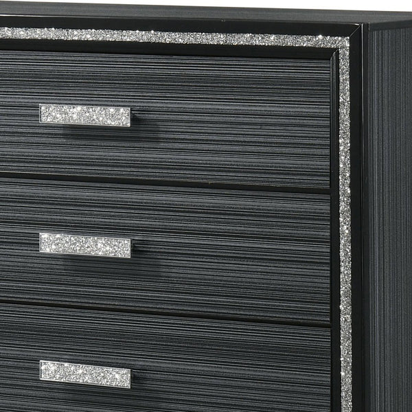 English Elm Haiden Weathered Black Finish Dresser with Six Spacious Drawers, Silver Trim Accent and Durable Craftsmanship Black 49 L x 20 W x 39 H B2726P261899
