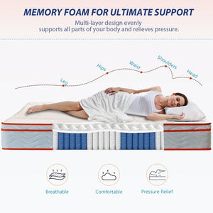 English Elm King Hybrid Mattress Euro Top Gel Foam Pocket Springs Medium Firm Lumbar Relief W3203P348790