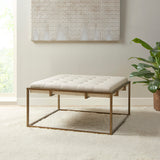 Greenwich Modern/Contemporary Square Shape Button-tufted Upholstered Metal Base Ottoman/Coffee Table