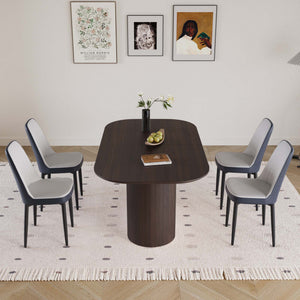 English Elm 63 Stylish Medieval Modern Dining Table & 4 Ergonomic Pu Chairs Set For Home & Kitchen Elegance W2189S00697