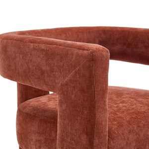 English Elm United We Win Chenille Barrel Accent Armchairs Set of Two for Living Room Dining Orange W1568P389272