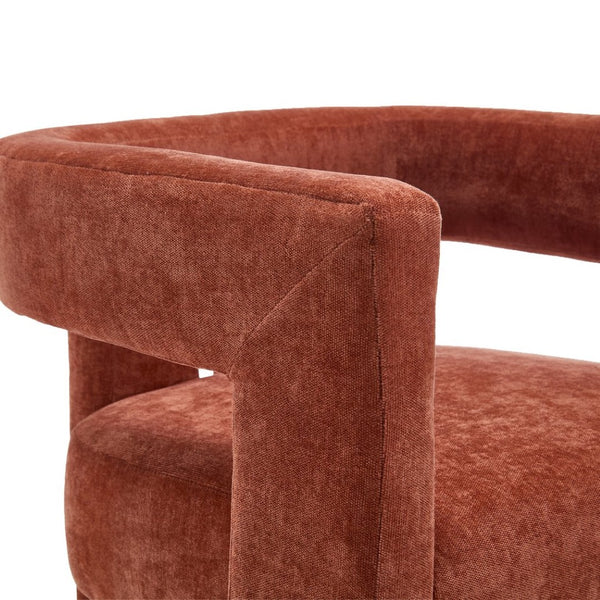 English Elm United We Win Chenille Barrel Accent Armchairs Set of Two for Living Room Dining Orange W1568P389272