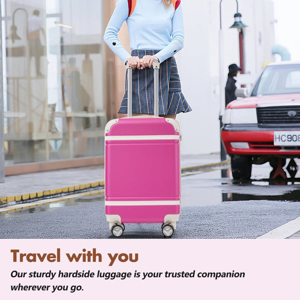 English Elm Hardshell Abs Suitcase Set with Tsa Lock Spinner Wheels Expandable 28 Inch Travel Pink N732P193485H