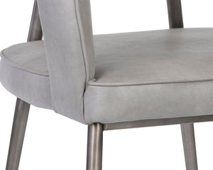 Sunpan Kenny Modern Dining Armchair with Unique Cutout Design and Sleek Gunmetal Stainless Steel Frame Bravo Metal