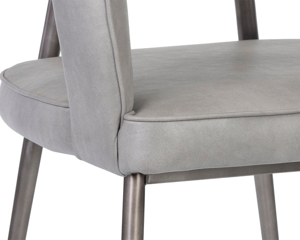 Sunpan Kenny Modern Dining Armchair with Unique Cutout Design and Sleek Gunmetal Stainless Steel Frame Bravo Metal