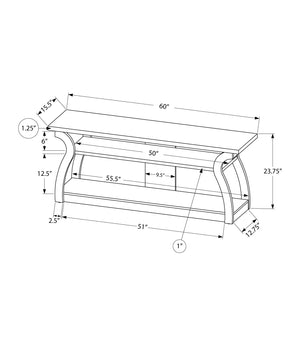 English Elm Tv Stand 60-Inch Media Console with Curved Sides and 3-Tier Open Shelves for Compact Living Spaces White 65 L x 19 W x 7 H B2710P219096