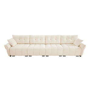 English Elm Modern Luxurious 4-Seater Sofa with Solid Wood Frame, Plush Chenille Upholstery, Durable High-Resilience Cushions for Living Room Comfort and Stylish Lounges White W714S01140