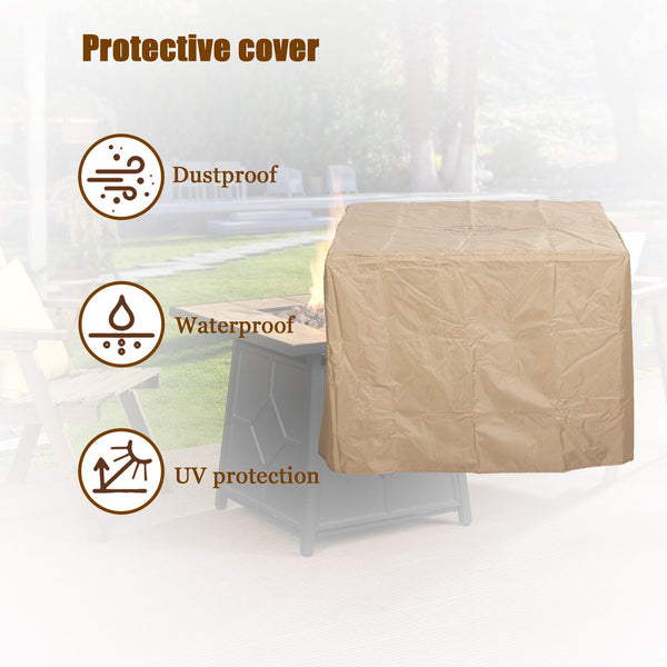 English Elm Fire Pit Table 50,000 BTU Propane Outdoor Patio Firepit with Auto-Ignition, Tile Top, CSA-Certified Brown 32.09 L x 32.09 W x 9.45 H T3609P332393