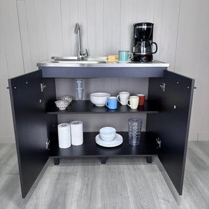 English Elm Napoles 2 Utility Sink Cabinet With Stainless Steel Top & Interior Shelf For Organized Spaces B070S00169