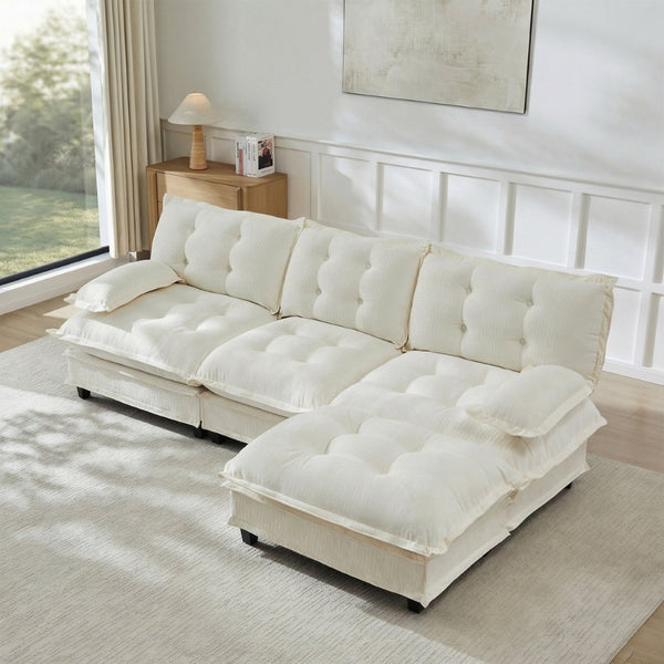 English Elm 107" Modular Cloud Sectional Sofa Deep Seat Chenille Couch for Living Room W714S01678