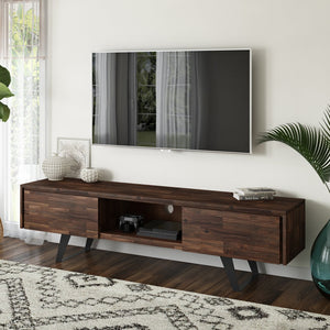English Elm Lowry 72" Tv Media Stand - Rustic Acacia Wood With Distressed Finish And Concealed Storage Solutions B136P158886