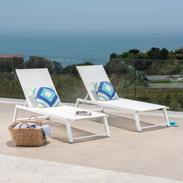 English Elm Christopher Knight Home® - Myers Chaise Lounge - Modern Outdoor Seating With Adjustable Backrest, Durable Aluminum Frame & Mesh 61407.00WWHIMP2