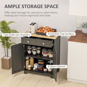 English Elm Homcom Rustic Brown Sideboard Rubberwood Top Buffet with Drawers Adjustable Shelf W2225P229274