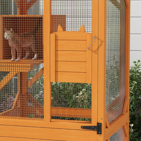 English Elm Pawhut Five Tier Ferret Chinchilla Habitat Steel Wire Enclosure with Hammock Rolling Base W2225P173767